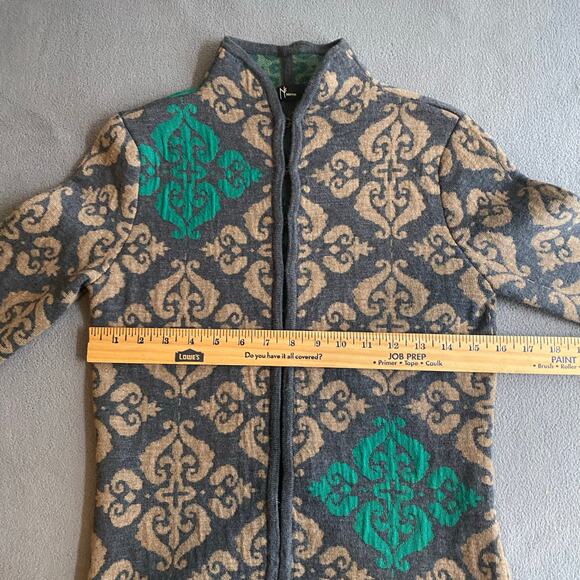 Neve Merino Wool Cardigan Knit Sweater Womens XS Gray Green Boho Cottagecore - Picture 10 of 16